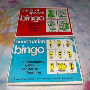 Vintage Trend Parts Of Speech Punctuation Bingo Cards Game